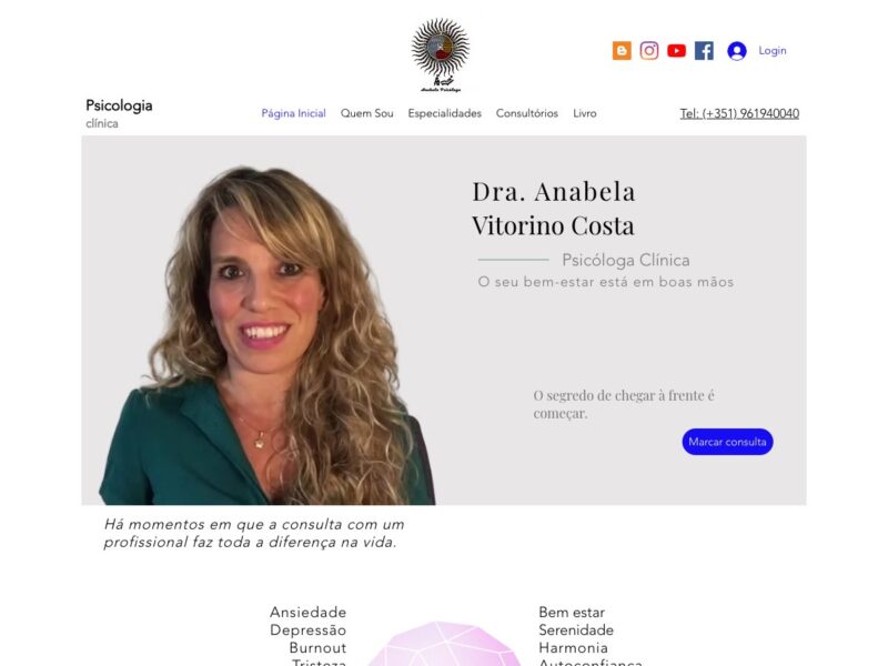 Centro Clínico Psicologia e Psicoterapia | Anabela Vitorino Costa | Atendimento em Portugal e online